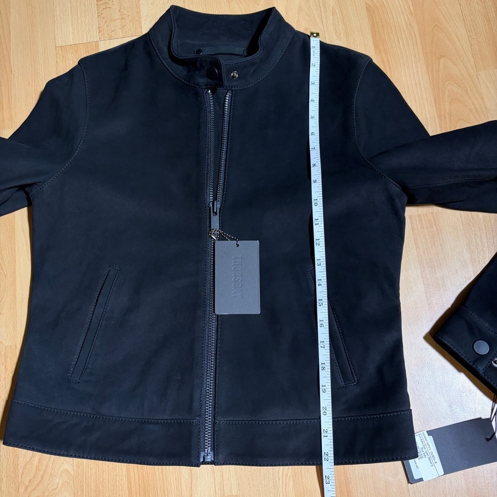 NWT Thursday Boot Company Women's Matte Black Lamb Leather Racer Jacket Medium - Picture 14 of 16